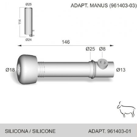 Sachet 2 manchons silicone brebis adaptable Delaval - DS403EL - Sachet 2 manchons Extra Liner silicone brebis adaptable Delaval (Corr. 96140301)