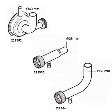 Accessoires pour pompes à lait adaptable Fullwood Packo - 221353 - Sortie droite réduite d.32/25mm pour pompe à lait adaptable FP