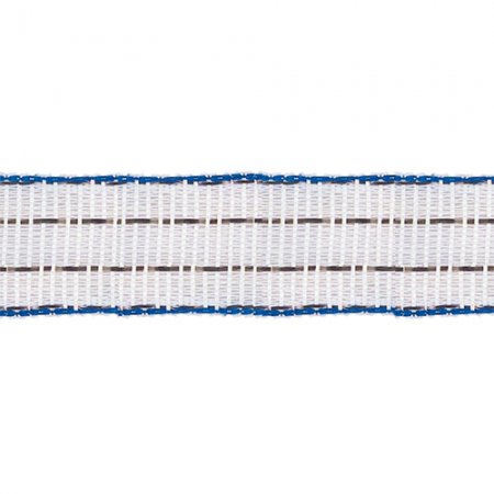 Ruban nylon blanc/bleu 40mm renforcé avec 6 fils inox + 4 fils cuivre d.0,30mm - 11576 - Ruban nylon blanc/bleu 40mm renforcé avec 6 fils inox + 4 fils cuivre d.0,30mm rouleau 200m