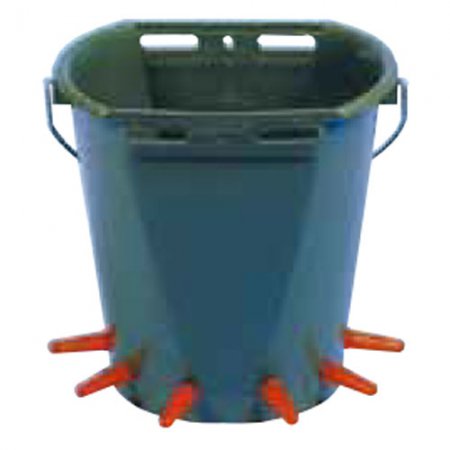Seaux pour agneaux avec tétines longues et pièces détachées - 1460 - Seau plastique 8L 6 tétines longues agneaux