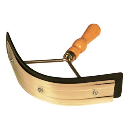 Grattoir de sueur métal avec poignée bois en demi-lune - 12567 - Grattoir de sueur métal avec poignée bois en demi-lune