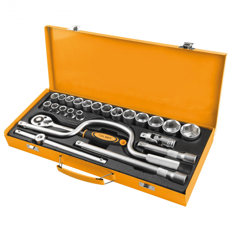 Coffret métal douilles et embouts 1/2" 24 pièces Tolsen - 13220 - Coffret métal douilles et embouts 1/2" 24 pièces Tolsen