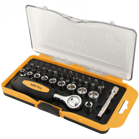 Coffret douilles et embouts 1/4 38 pièces Tolsen - 13221 - Coffret douilles et embouts 1/4 38 pièces Tolsen