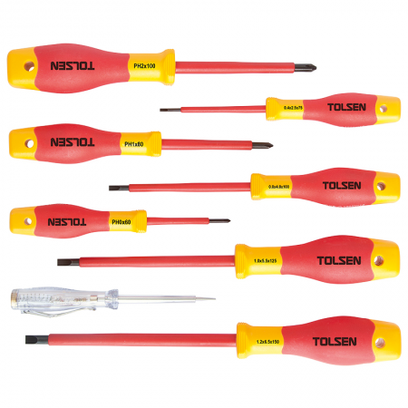 Kit 8 tournevis isolés Pro Tolsen - 13280 - Kit 8 tournevis isolés Pro Tolsen