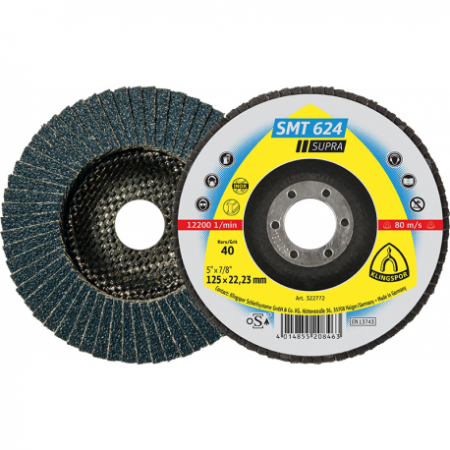 Disque à lamelles 125 mm grain 40-qualité industrielle Klingspor - 13510 - Disque à lamelles 125 mm grain 40-qualité industrielle  / Par lot de 10