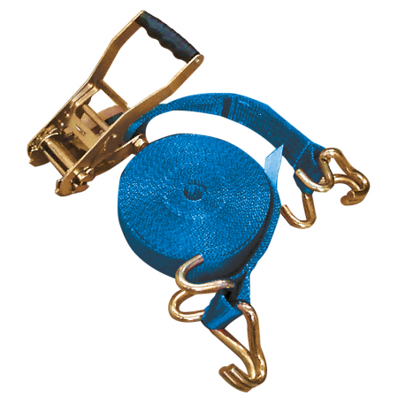 Sangle d'arrimage bleue - Longueur 12m - doubles crochets - 14082 - Sangle d'arrimage bleue - Longueur 12m - doubles crochets