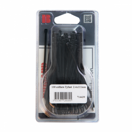 Collier de serrage 2,4x111mm noir UV - 100 pièces - 14268 - Collier de serrage 2,4x111mm noir UV - 100 pièces