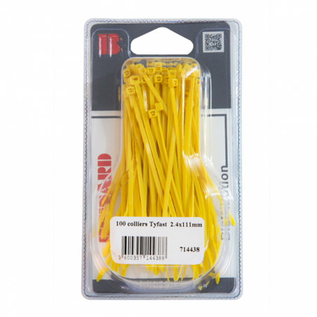 Collier de serrage 2,4x111mm jaune UV - 100 pièces - 14271 - Collier de serrage 2,4x111mm jaune UV - 100 pièces