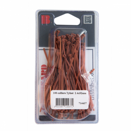 Collier de serrage 2,4x92mm marron - 100 pièces - 14273 - Collier de serrage 2,4x92mm marron - 100 pièces