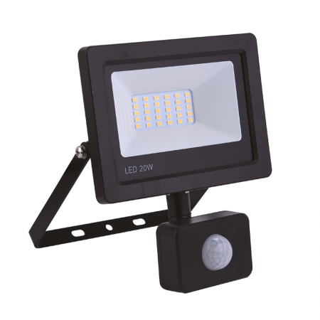Projecteur Led extra plat noir avec détecteur 20W 1600LM - 14640/3 - Projecteur Led extra plat noir avec détecteur 20W 1600LM prix pièce/par 3 mini