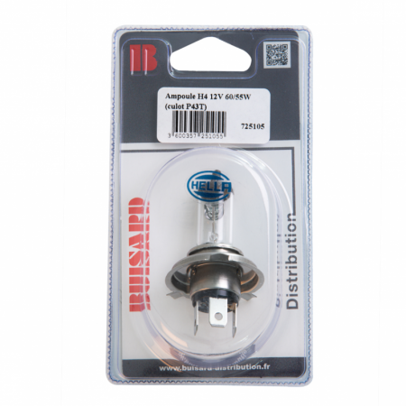 Ampoule H4 12V 60/55W Hella sous blister / à l'unité - 14914 - Ampoule H4 12V 60/55W Hella sous blister / à l'unité