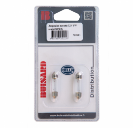 Ampoule navette 12V 5W Hella sous blister / lot de 2
