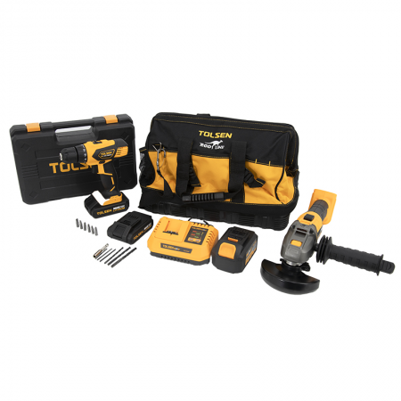 Pack visseuse et meuleuse sans fil 20V avec batteries Tolsen - 15186 - Pack visseuse et meuleuse sans fil 20V avec batteries Tolsen