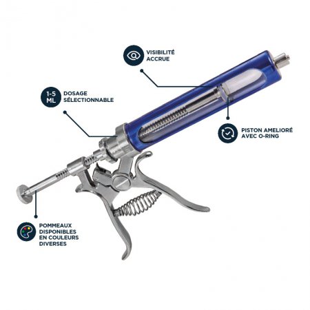 Seringue semi-automatique Strongvax 50ml bleu + accessoires - 15354 - Seringue semi-automatique Strongvax 50ml bleu avec cylindre plastique incassable