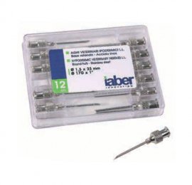 Boite de 12 aiguilles inox Iaber base ronde LL
